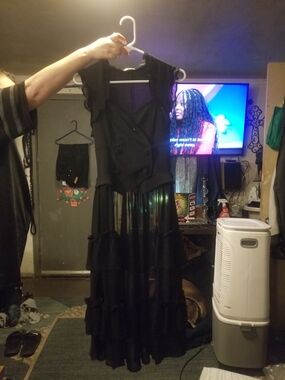 Hot Topic Black Ruffled Tiered Maxi Dress